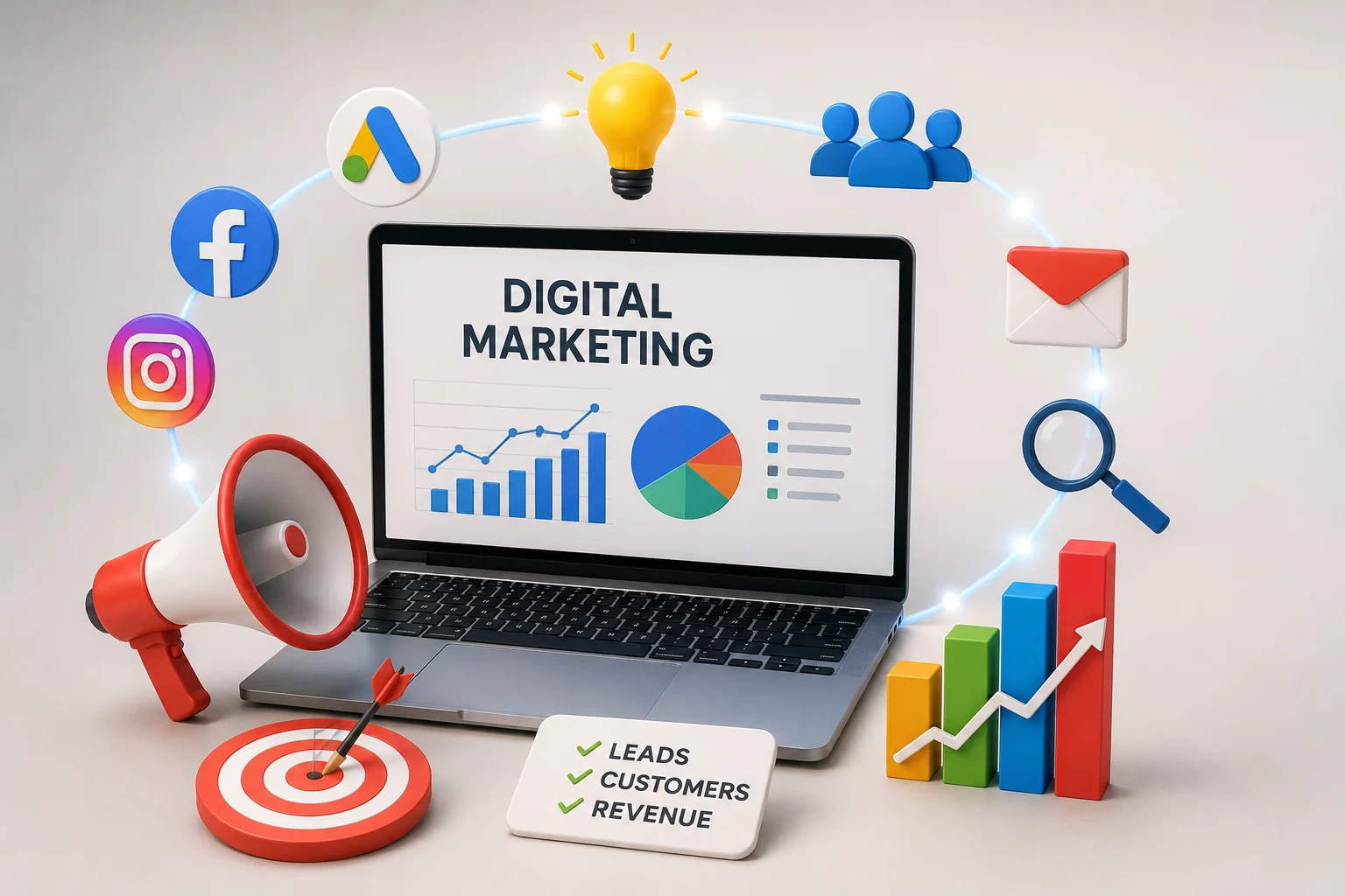 Marketing funnel dashboard showing traffic sources, intent and conversion insights