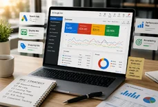 Google Ads campaign performance being reviewed on a dashboard