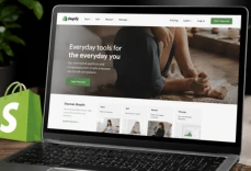 Shopify storefront being built out on a desktop layout